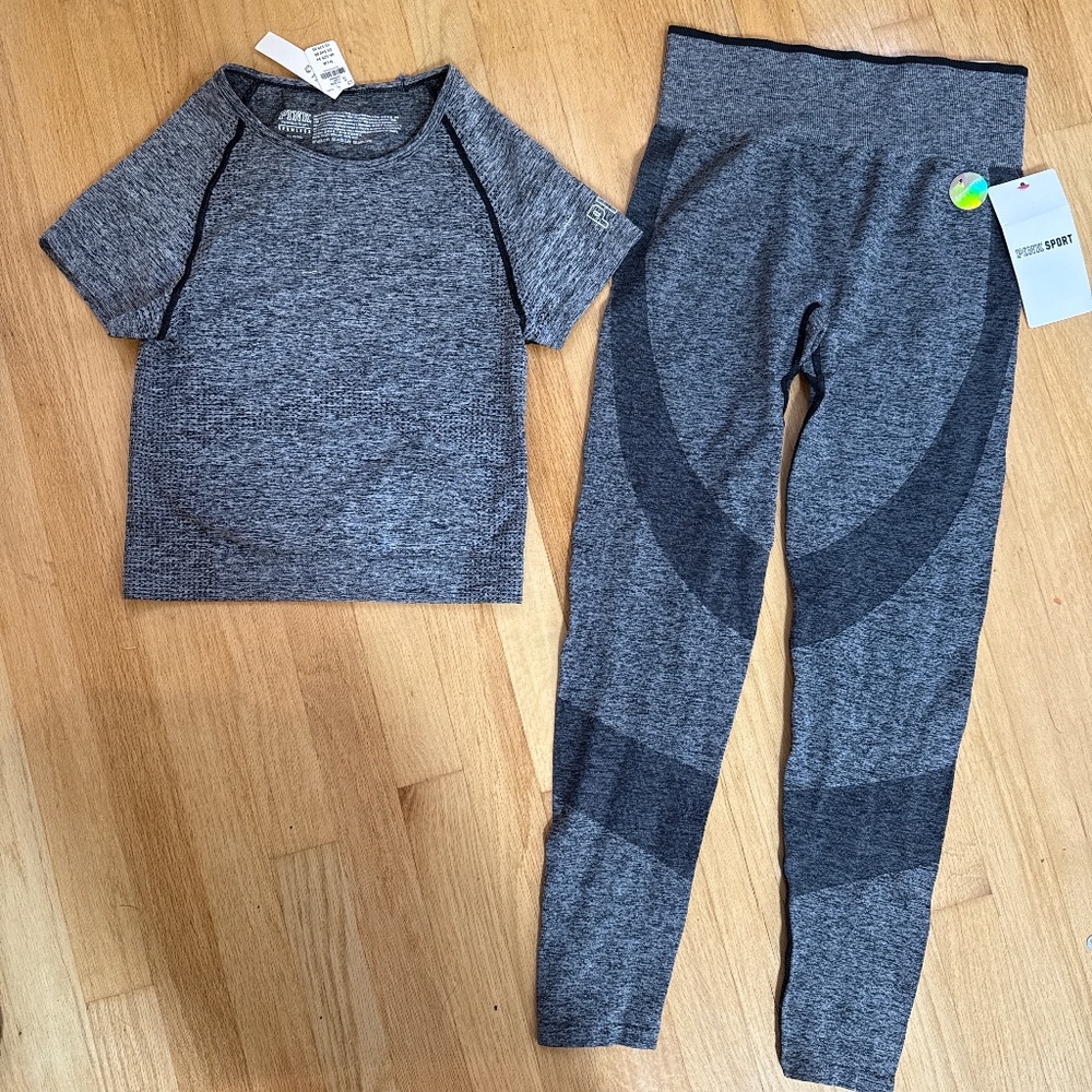 PINK brand new with tags high waisted full length leggings and crop top size M